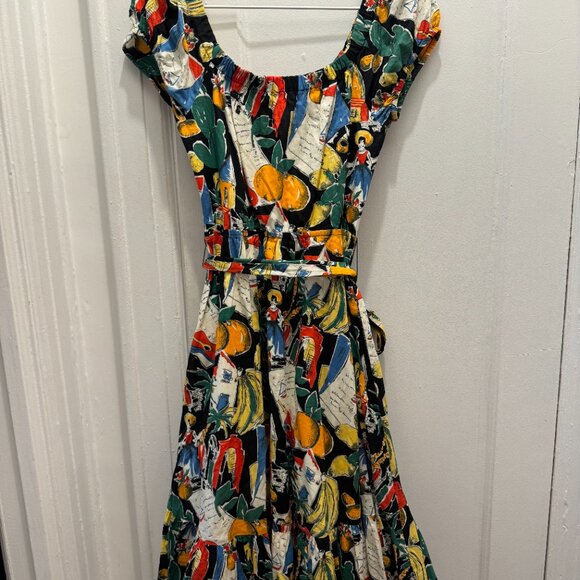 J.Crew Off the Shoulder Tropical Print Dress Size 4 - Picture 2 of 5